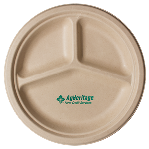 10” Kraft 3-Compartment Compostable Paper Plate