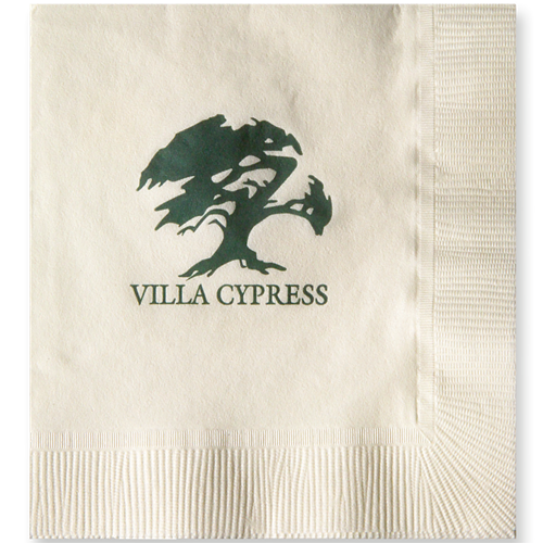 B13MS - Vanilla 3-Ply Beverage Napkins, Coin edge Embossed