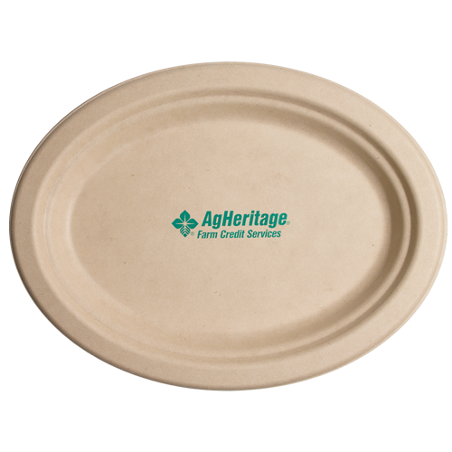CPKO10 - 10” Kraft Oval Compostable Paper Plate